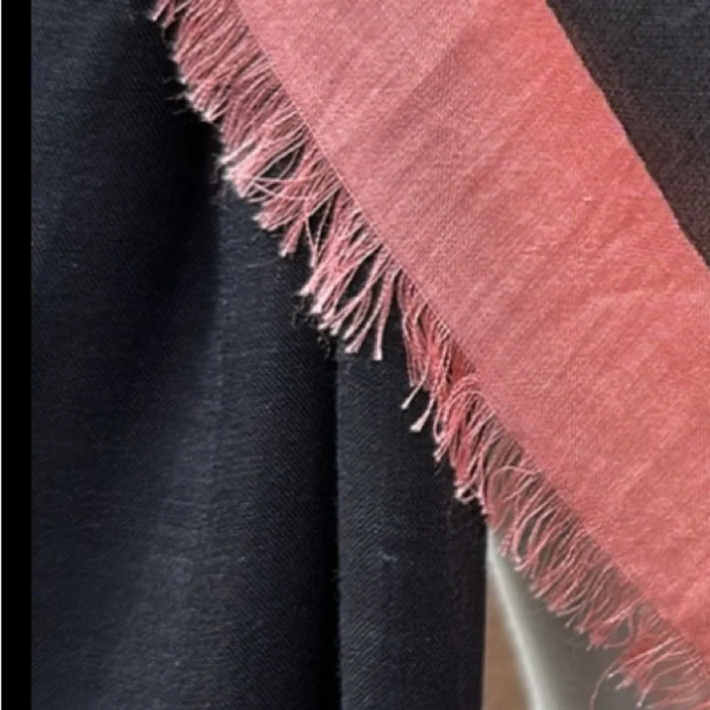 Pink & Black Floral Scarf Wrap Shawl Frayed Edge Lightweight 72 x 25